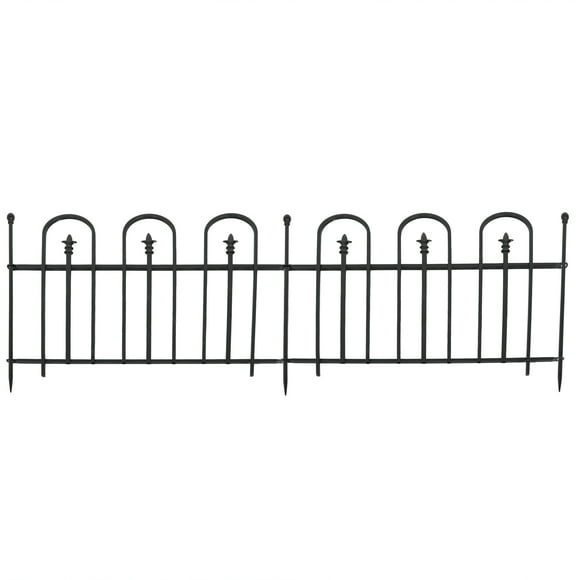 Sunnydaze Outdoor Lawn and Garden Metal Strasbourg Style Decorative Border Fence Panel and Posts Set - 6' - Black - 2pc