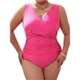 thumbnail image 2 of Women's Plus Size Swimsuit Sexy One Piece Swimsuit Set for Beach Pool Vacation Summer,Hot Pink,L, 2 of 7