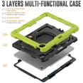 thumbnail image 3 of ELEHOLD Rugged Case for iPad Air 11-inch M3 (2025) / M2 (2024) Three-Layer Protection with Screen Protector Portable Folding Handle Grip 360° Rotating Kickstand Bracket Shockproof Cover,Green, 3 of 9