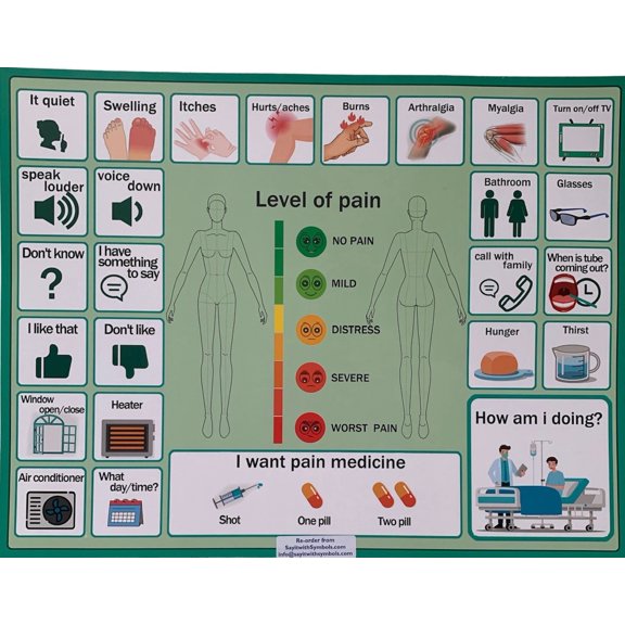 Extra Large Patient Picture Communication Boards with Marker |  Helps Nonspeaking Older Adults, Seniors, Disabled Communicate Needs