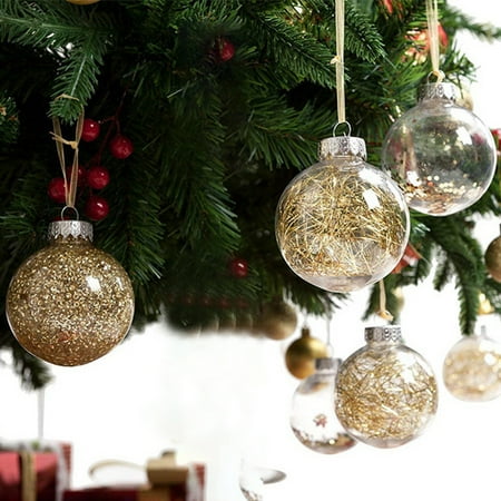 

Chicmine 24Pcs Christmas Balls Transparent Colored Easy Hanging Xmas Party Decoration Ball Pendants Party Supplies