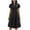 Black, variant on Vivianyo HD Women's Split Notch Neck Midi Dress, Summer Casual A-Line Dress for Women, With Short Sleeve and Full Front Button Placket, Women's L, Sizes S-2XL