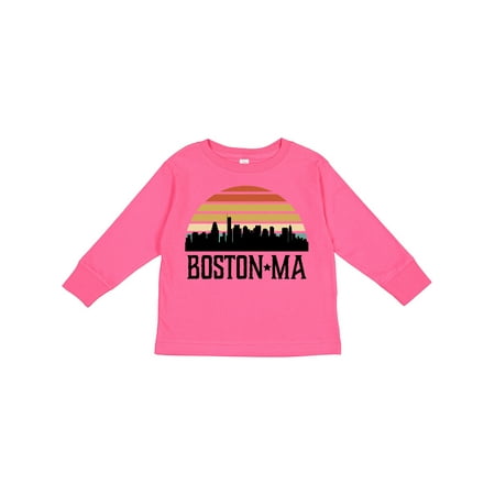 

Inktastic Boston Massachusetts Skyline Sunset Boys or Girls Long Sleeve Toddler T-Shirt