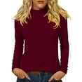 thumbnail image 3 of Soyumi Trendy Sweatshirts Y2K Warm Cotton Basic Trendy tops Womens Long Sleeve top Fleece Line Womens Sweatshirts Hoodies Winter Lightweight Womens Blouses Sweatshirt Dress for Women Cozy, Wine, 3 of 7