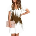 thumbnail image 3 of WHLBF Dress for Women V Neck Summer Short Sleeve Printed Casual Flowy Dresses Coffee M, 3 of 5