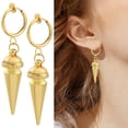 thumbnail image 3 of Pendientes Conos Oro Salvador Moda Creativo Aleación de zinc Ligero ClipOnHoop giratorio, 3 of 9