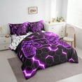 thumbnail image 3 of Erosebridal Teens Gaming Bedding Twin Size, Purple Geometric Bed in a Bag Twin size, Honeycomb Bedroom Decor, Reversible, 3 of 6