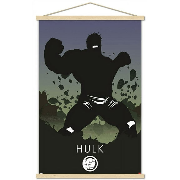Marvel Heroic Silhouette - Hulk Wall Poster with Wooden Magnetic Frame, 22.375" x 34"