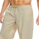 thumbnail image 3 of Pantalones largos para hombre, color liso, con bolsillos ajustados, pantalones largos para hombre, pantalones de poliéster y algodón., 3 of 6