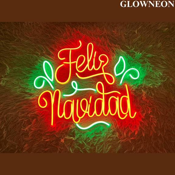 Glowneon Feliz Navidad Xmas Wall Decor, Christmas Day Home Neon Sign