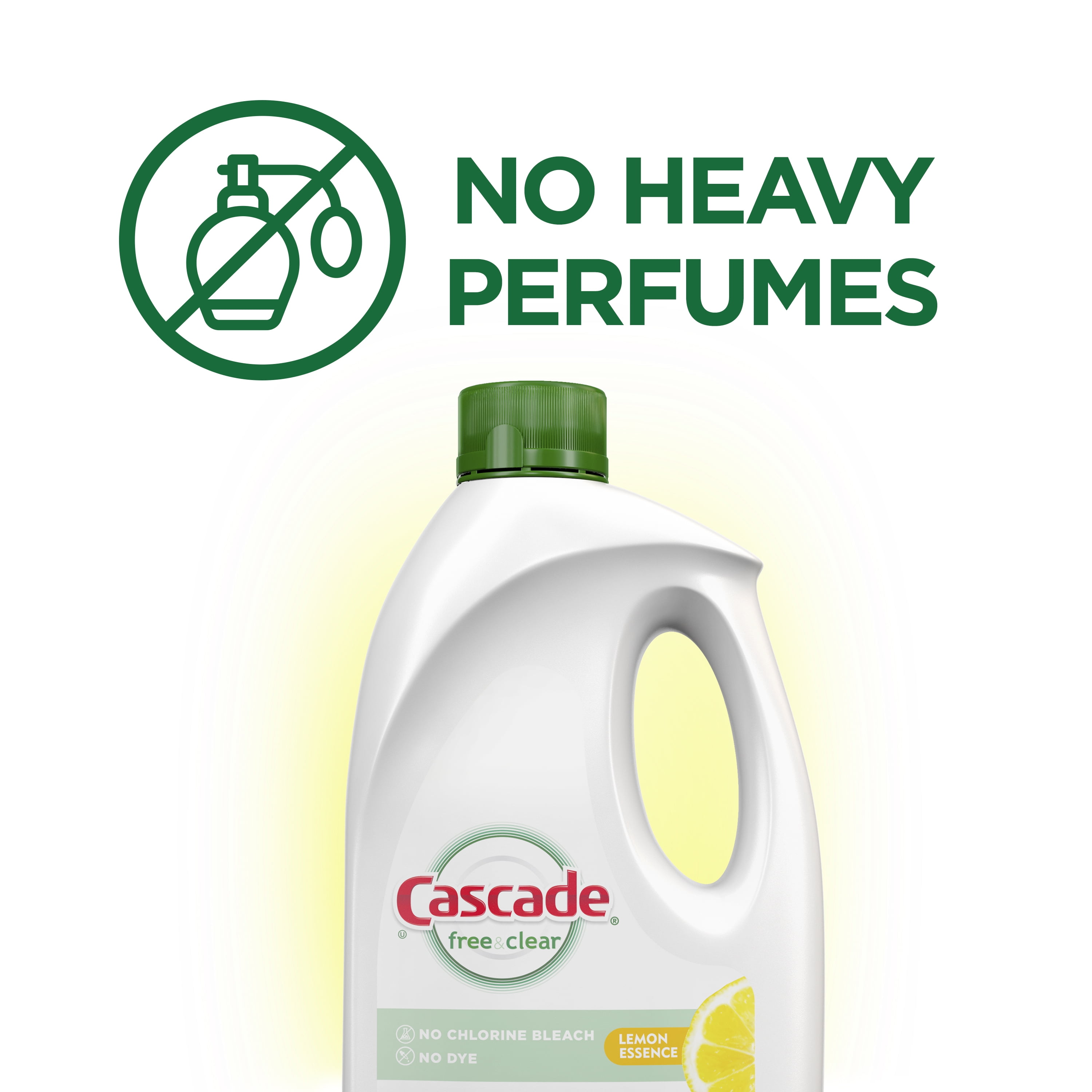 Cascade Free & Clear Dishwasher Detergent, Lemon Essence, 60 fl oz