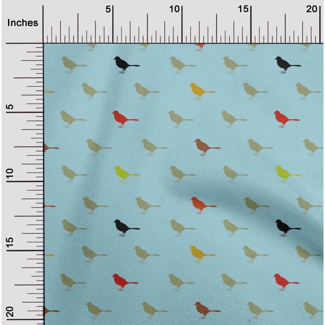 oneOone Viscose Chiffon Fabric Artistic Bird Print Fabric by Yard 42 Inch Wide