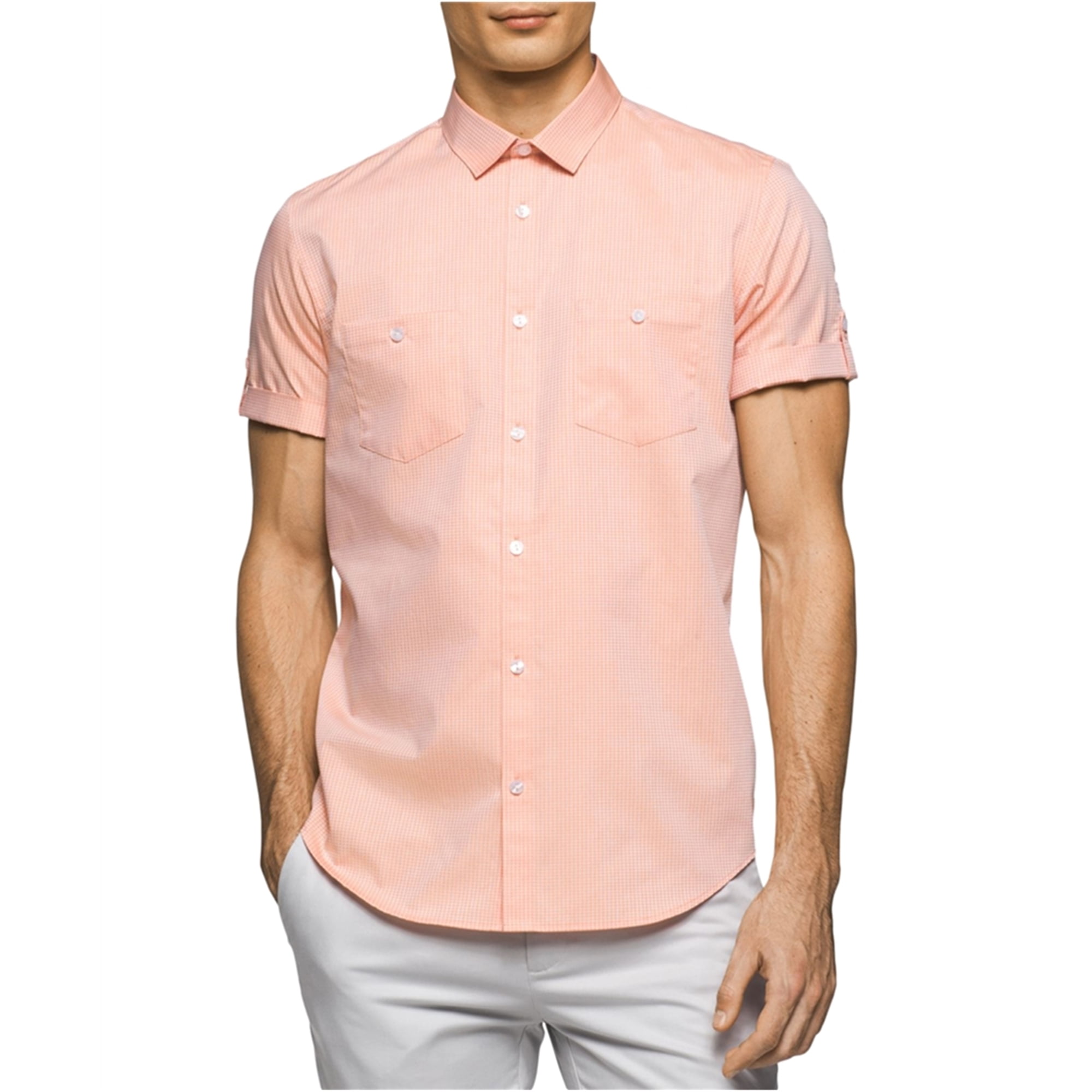 Calvin Klein Mens Micro-Grid Button Up Shirt - Walmart.com