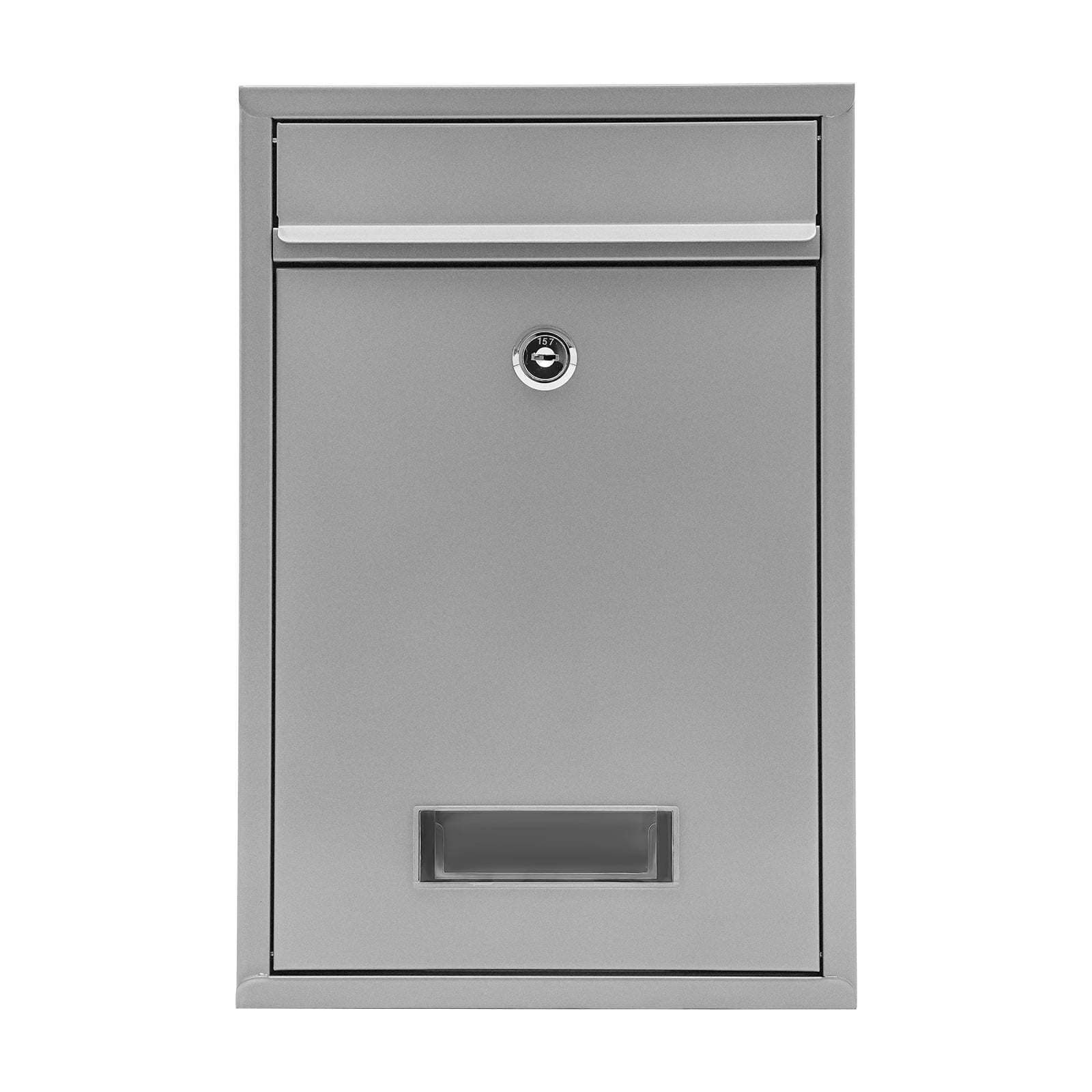 Elegant Silver Mailbox, 8.46x3.35x12.6in, Galvanized Sheet & PS, Wall-Mounted, Secure Lock with 2 Keys, Rainproof, Clear Window, Modern Design for Homes & Offices