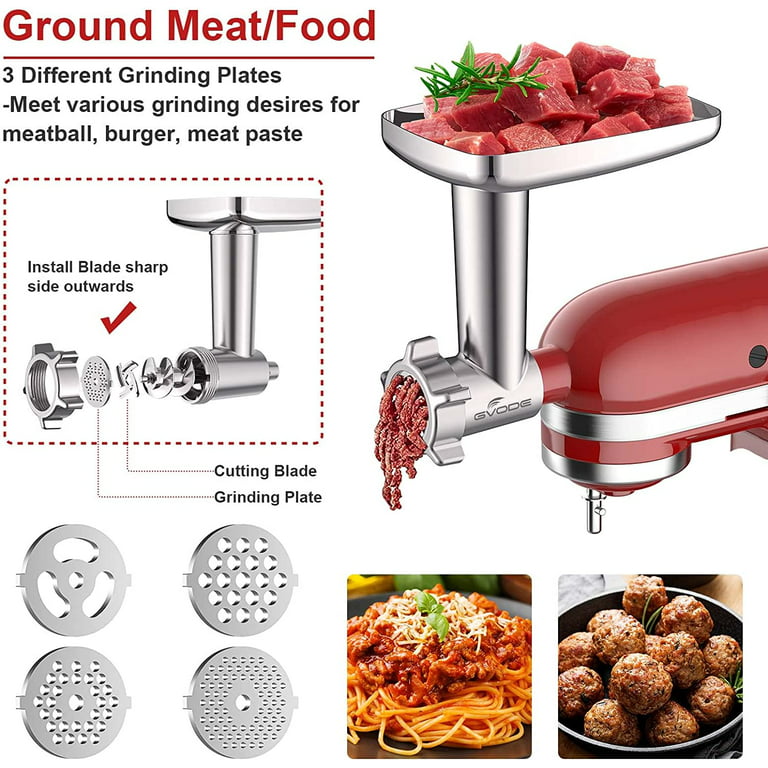 Gvode Meat Grinder & Slicer Attachment Set, 2-in-1 for KitchenAid Stand  Mixer 