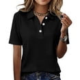 thumbnail image 2 of Bexdxz Polo Shirts for Women Golf Button Collared Summer Short Sleeve Tops Lightweight Work Polo Shirt Womens Blouses Black S, 2 of 5