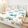 thumbnail image 4 of Castle Fairy Colorful Camper Pattern Queen Sheet Sets 4 Pieces for Kids, Star Print Bed Set for Bedroom, Green Blue Orange, 4 of 6
