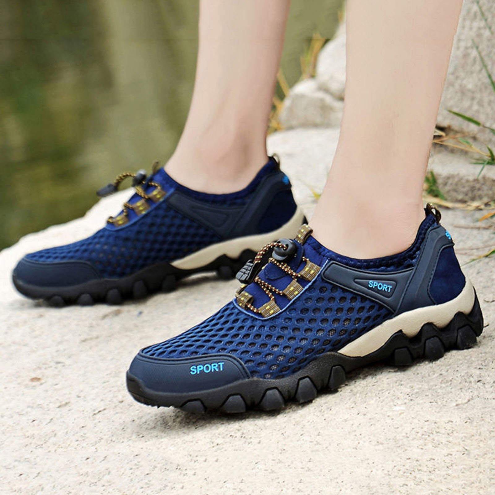 2024 Men Summer Mesh Breathable Hiking Shoes Comfortable Walking Shoes ...