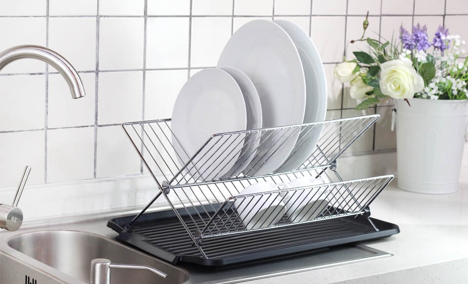 NeatO Kitchen Foldable X Shape 2tier Shelf Small Dish Drying Rack