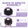 thumbnail image 6 of Ktaxon Vanity Makeup Chair with Butterfly Backrest Comfy Accent Chair Small Office Chair for Living Dining Room Bedroom Home Office Faux Rabbit Hair Purple, 6 of 9