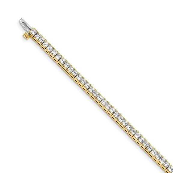 Real 14kt Yellow Gold 2.25mm Princess 5ct Diamond Tennis Bracelet Mounting