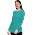 thumbnail image 3 of eloria Women's T-Shirt Round Neck Solid Color Plain Full Sleeve T-Shirt Color: Teal | Size: 3XL, 3 of 7