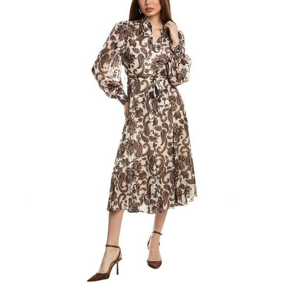 Elie Tahari womens The Janice Midi Dress, 6, Brown