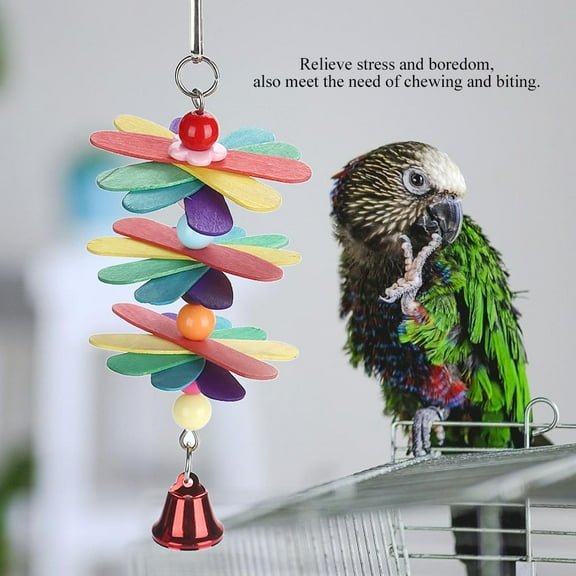 OTVIAP Pet Bird Parrot Colorful Beads Bell Toys Chewing Swing Cage Accessory, Cage Swing Toy, Parakeet Toy