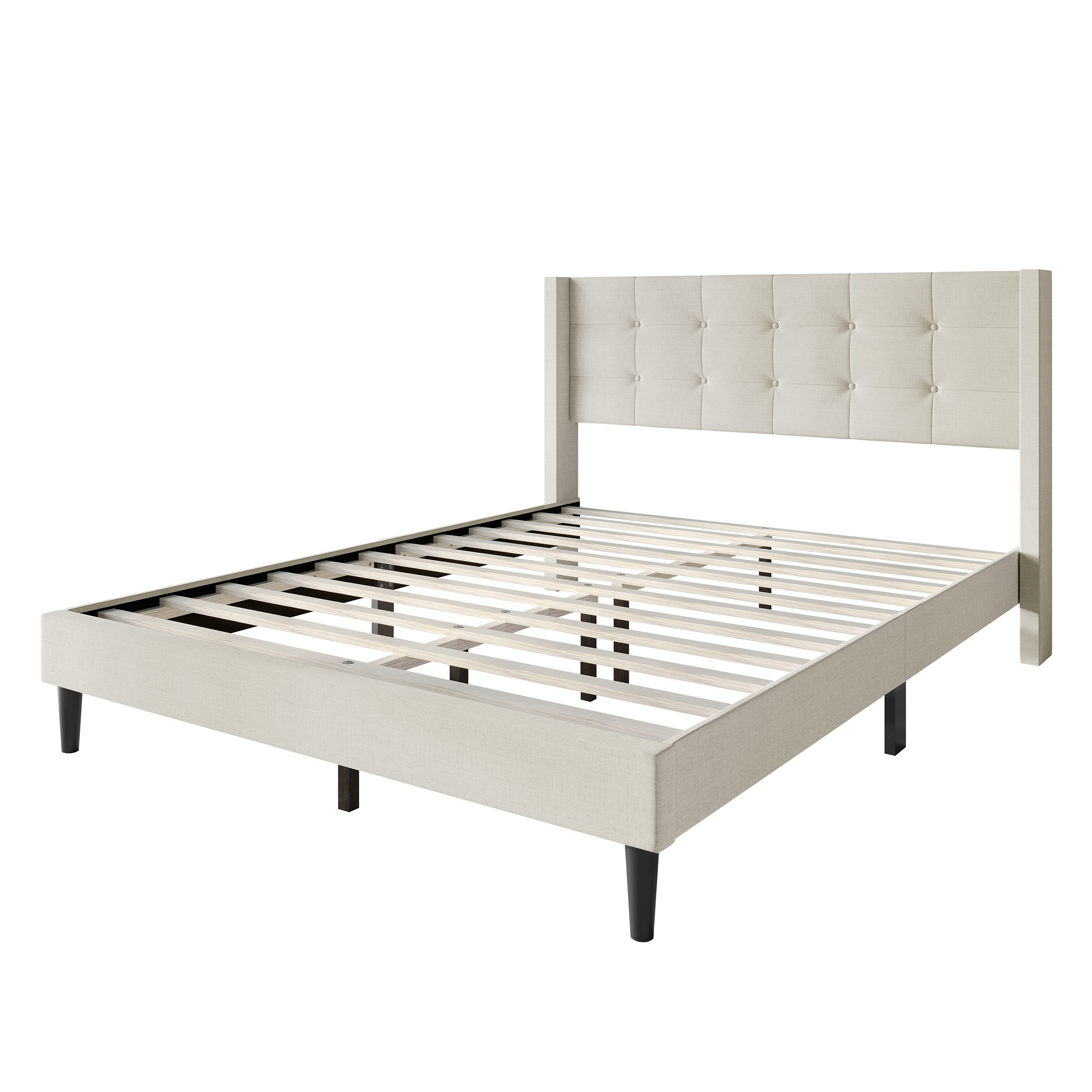 Castle Place Elegance Wingback Full Platform Bed, Beige