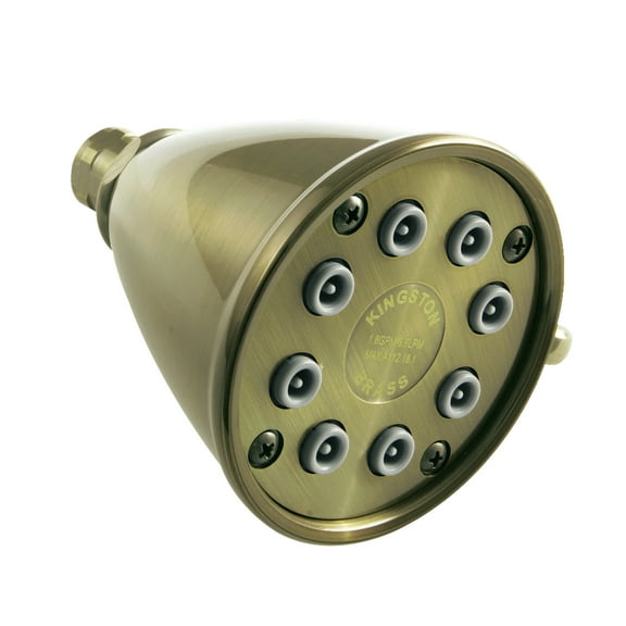 Kingston Brass K139A3 Victorian 3-5/8-Inch Round Adjustable Jet Spray Brass Shower Head in Antique Brass