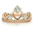 thumbnail image 2 of Bluebelljewels 2Ct Round Diamond 14K Rose Gold Plated Queens Crown Ring Bridal Set, 2 of 3