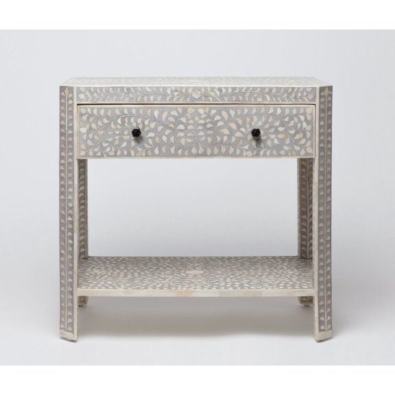 Bone inlay bedside grey, Bone inlay nightstand grey, bone inlay furniture, bone inlay tables