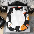 thumbnail image 4 of Erosebridal Cartoon Ghost Pumpkin Fitted Sheet Queen 3-Piece,Happy Halloween Bedding,Black White,1 Fitted Sheet and 2 Pillowcases, 4 of 6