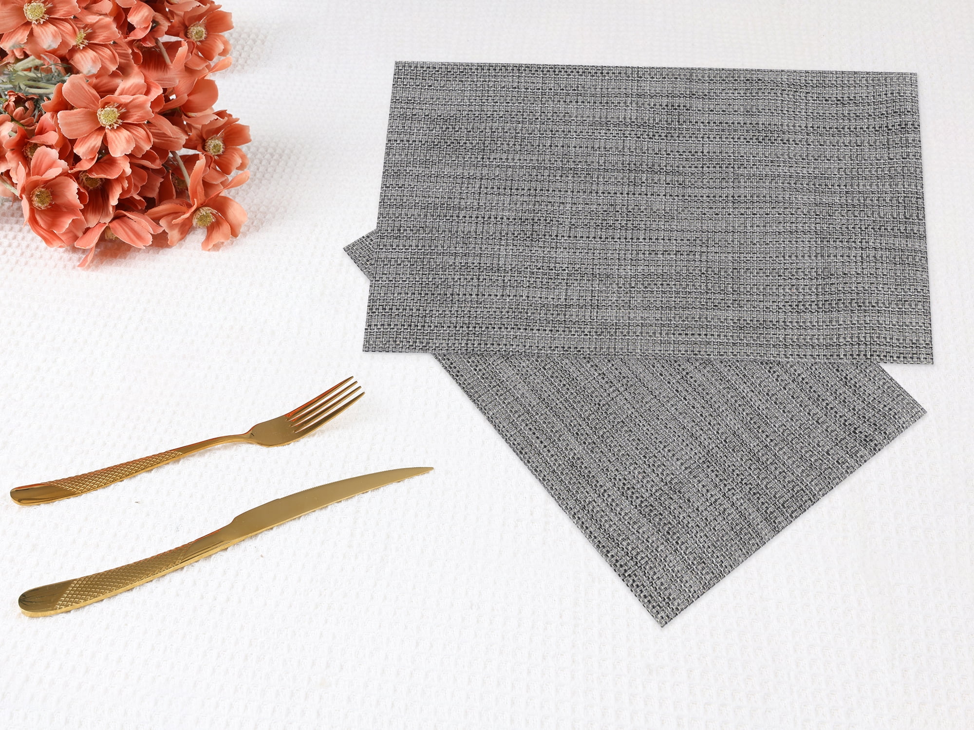 Unique Bargains Set of 6 Polyvinyl Chloride Solid Placemats Brown 18*12in