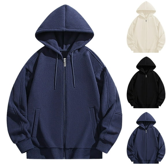 Zedker Men's Zip Up Hoodies Oversized Heavyweight Fleece Sweatshirt Acid Wash Hoodie Vintage Distress Cotton Jacket for Men