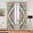 thumbnail image 2 of Kitchen Curtains 84 Inch Length 2 Panels, Orange Green Boho Grommets Window Treatment Curtain, Medieval Vintage Ethnic Floral Abstract Thermal Curtains Drapes for Living Room/Bathroom, 2 of 9