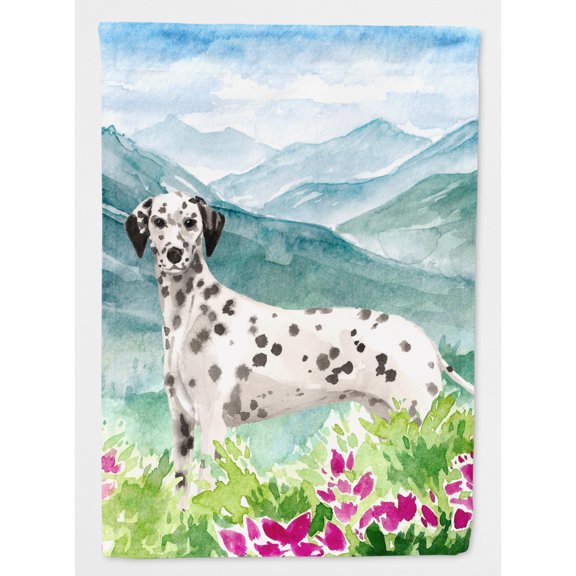 Carolines Treasures CK1980CHF Mountian Flowers Dalmatian Flag Canvas House Size  Large multicolor
