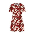thumbnail image 5 of Ovzne Robes d'Été pour Femmes Robe de Mode Robes d'Été Décontractées Col Rond Manches Courtes Robe Imprimée Grande Taille Robe Manches Courtes Imprimée Liquidation, 5 of 5