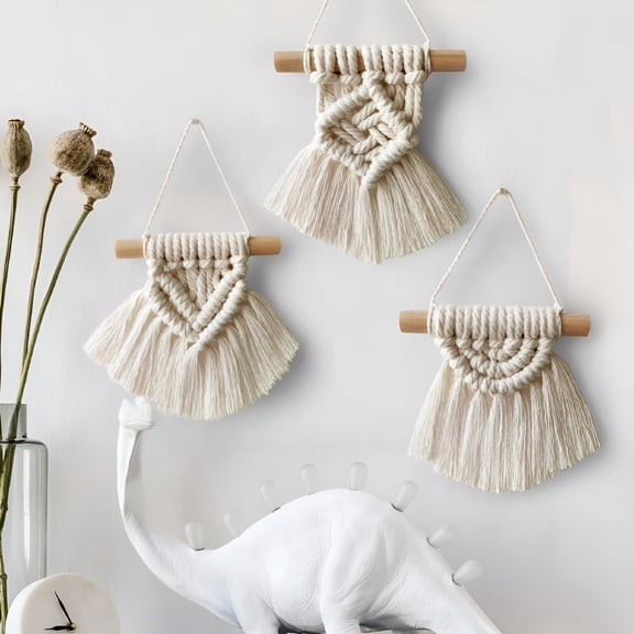 XIBUFE 2026 New Boho Macrame Wall Hanging Tapestry Set of 3,Handmade Woven Tapestry for Nursery Bedroom Home Decors for Bedroom, Nursery, Living Room, Office