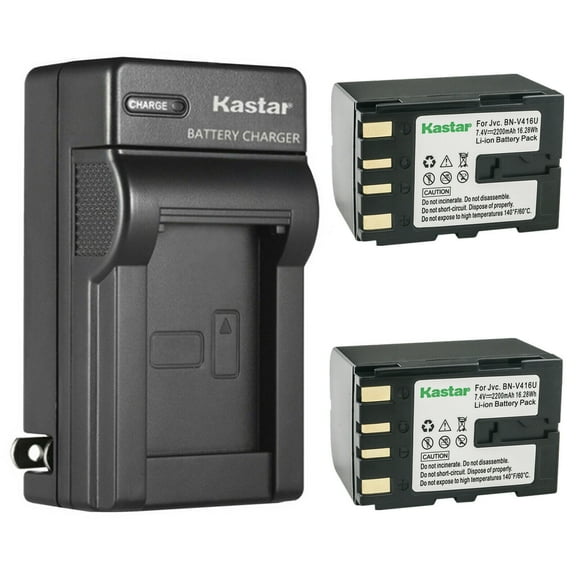 Kastar 2-Pack Battery and AC Wall Charger Replacement for JVC GR-D238, GR-D500, GR-DV300 GV-DV301, GR-DV400, GR-DV500, GR-DV550, GR-DV600, GR-DV700, GR-DV800, GR-DV800US, GR-DV801, GR-DV900, GR-DV1800