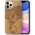 thumbnail image 1 of Case Yard Wooden Case Outside Soft TPU Silicone, Slim Fit Shockproof Wood Phone Cover for Girls Boys Men and Women, Supports Wireless Charging Royal Elephant Head Design case for iPhone-11-Pro-Max, 1 of 7