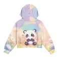 thumbnail image 5 of Xoenoiee Panda Heart Daisy Flower Print Girls Sweatshirt Kids Long Sleeve Hoodie Oversized Fashion Pullover Tops Half Zipper Crop Tops Fall Clothes, 11-12 Years, 5 of 7