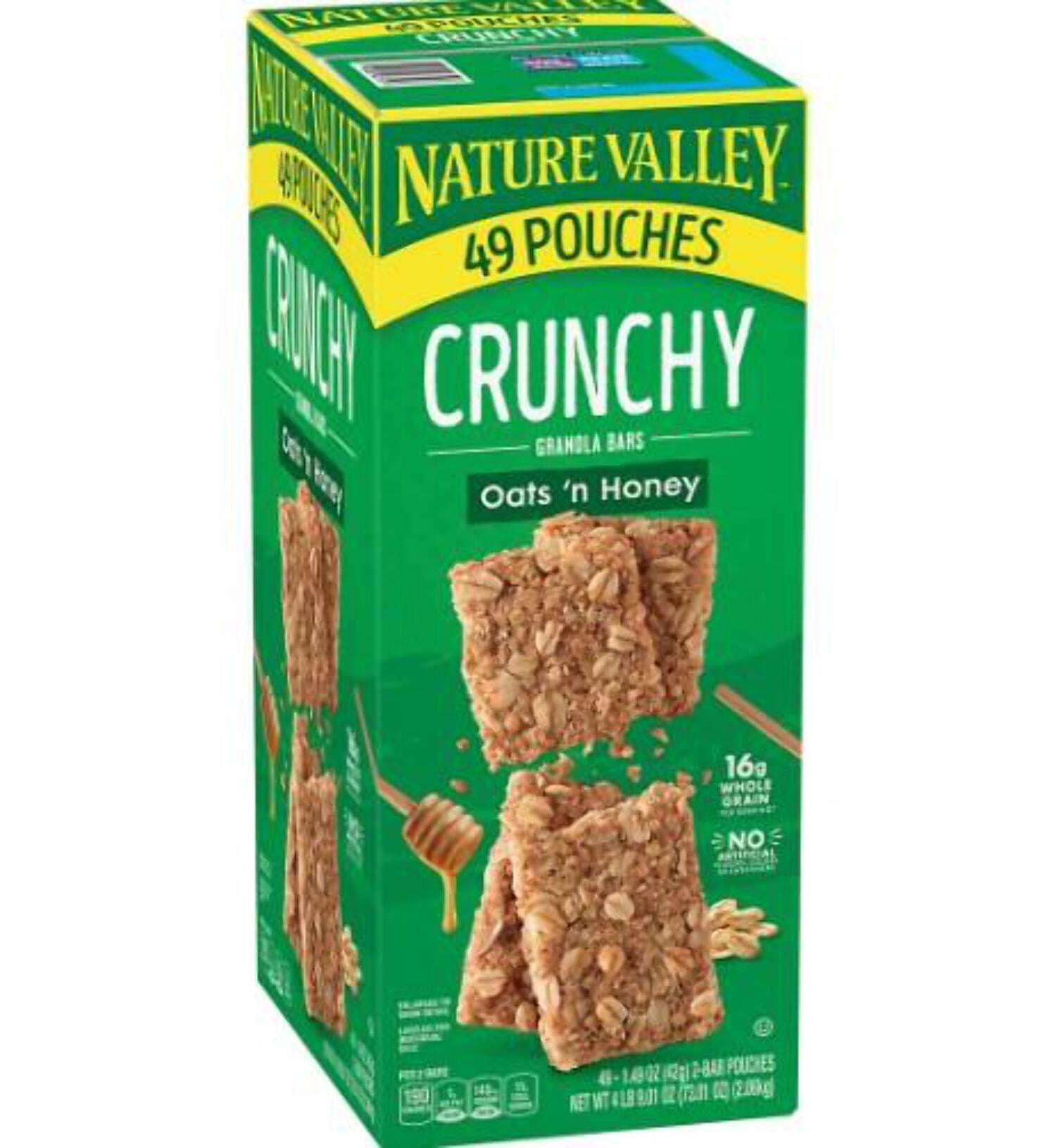 Nature Valley Crunchy Granola Bars, Oats 'n Honey, 98 Bars, 73.01 OZ (49 Pouches)