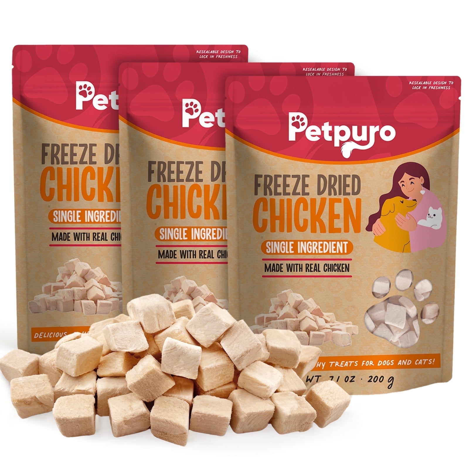Freeze Dried Chicken Cat Treats 21.3 oz, Single Ingredient Chicken High Protein Pet Training Snacks or Food Topper for Cats & Dogs