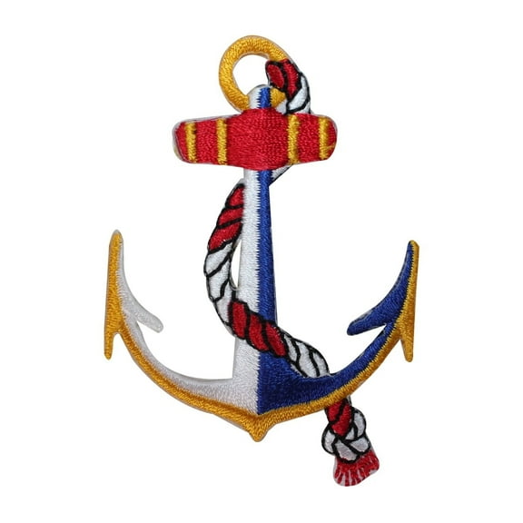 ID 2605 Nautical Anchor On Rope Patch Ship Marine Embroidered Iron On Applique