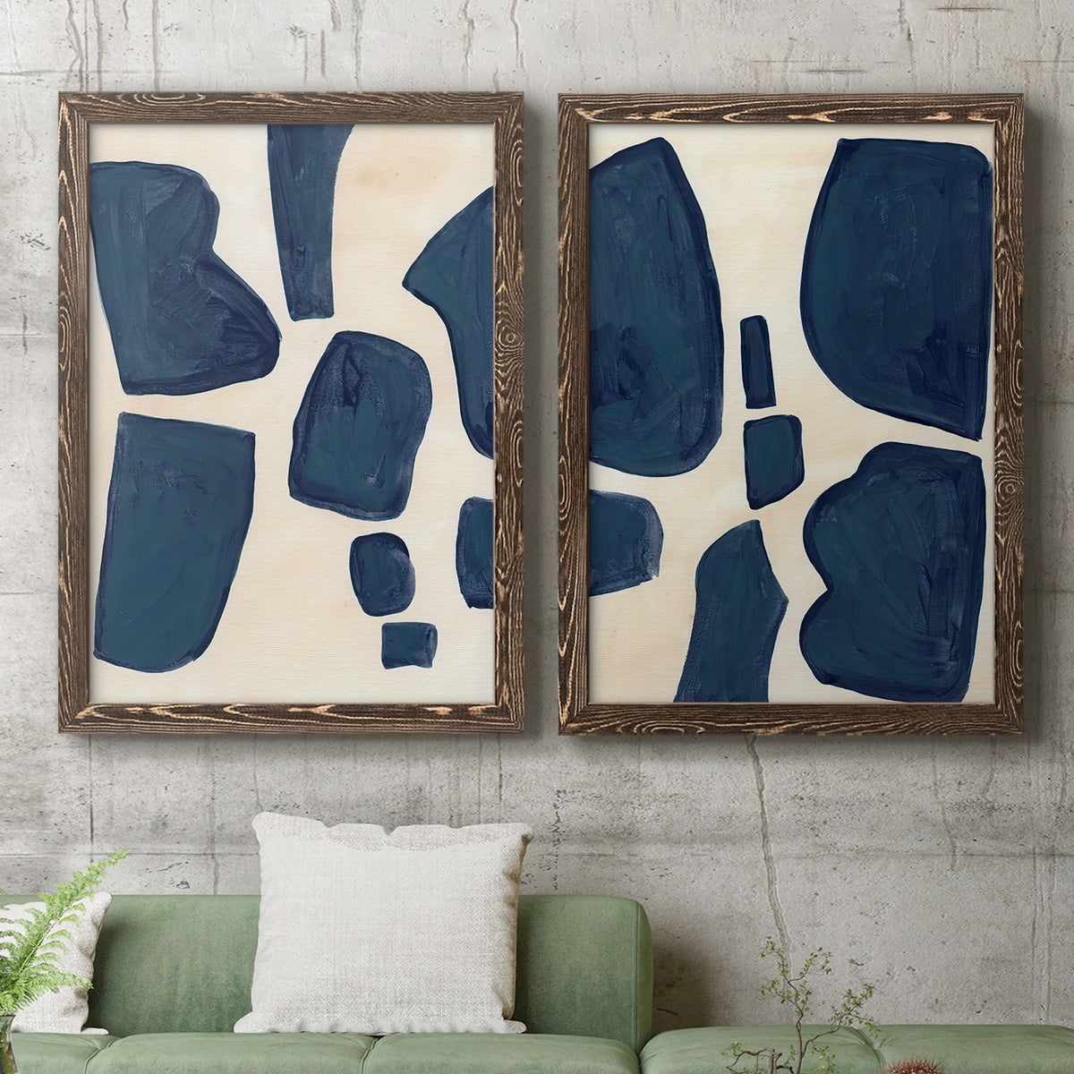 Blue Pieces I - Premium Framed Canvas 2 Piece Set - Ready to Hang
