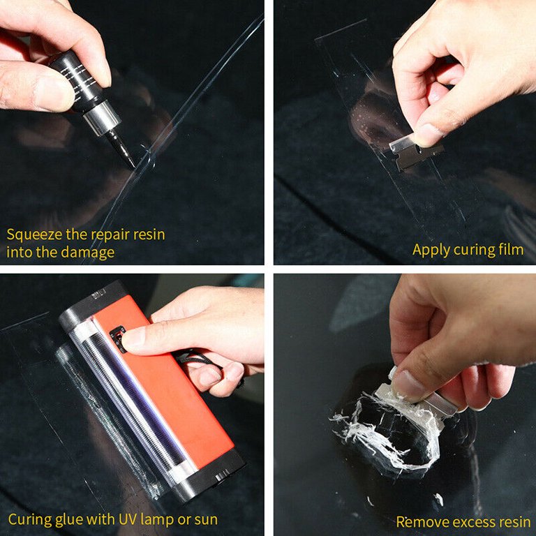 UV Flashlight curing resin from a windshield repair kit! : r/flashlight