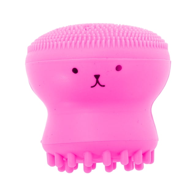 Cepillo de limpieza facial de silicona en forma de pulpo 1 Pc 2.01"x2.09" Rojo Rosa