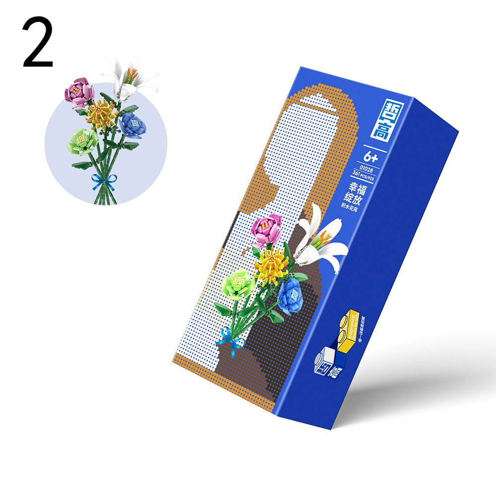Creative Threedimensional DIY Eternal Flower Bouquet Building Blocks