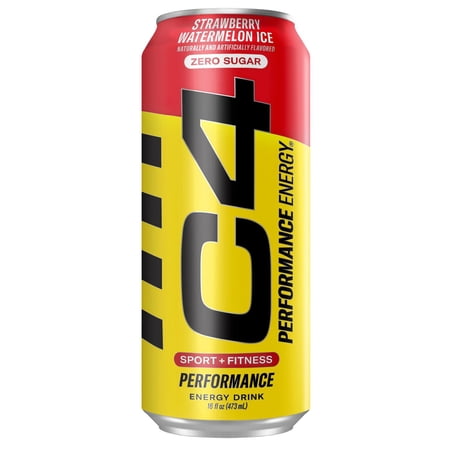 C4 Performance Zero Sugar Energy Drink - Strawberry Watermelon Ice - 16 oz